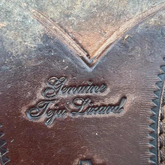 David Eden Genuine Teju Lizard Brown Camel Lace Up Dress Oxfords Shoes Size 11.5 - Picture 4 of 13